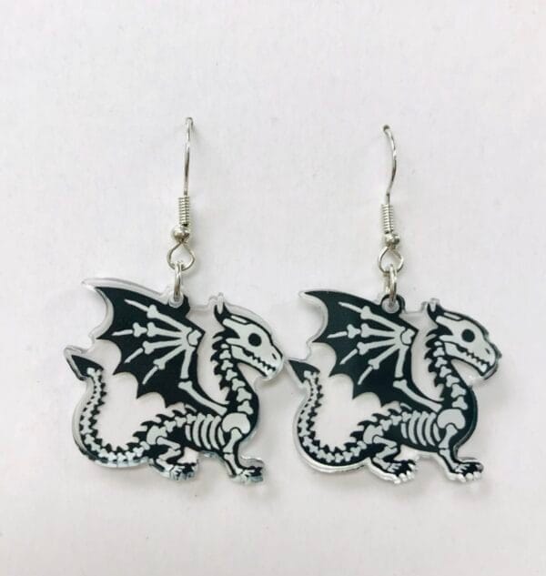 Cute Skeleton Dragon Earrings, Halloween Gifts