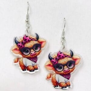 Highland Cow Pink Coquette Earrings Highland Cow Pink Coquette Earrings